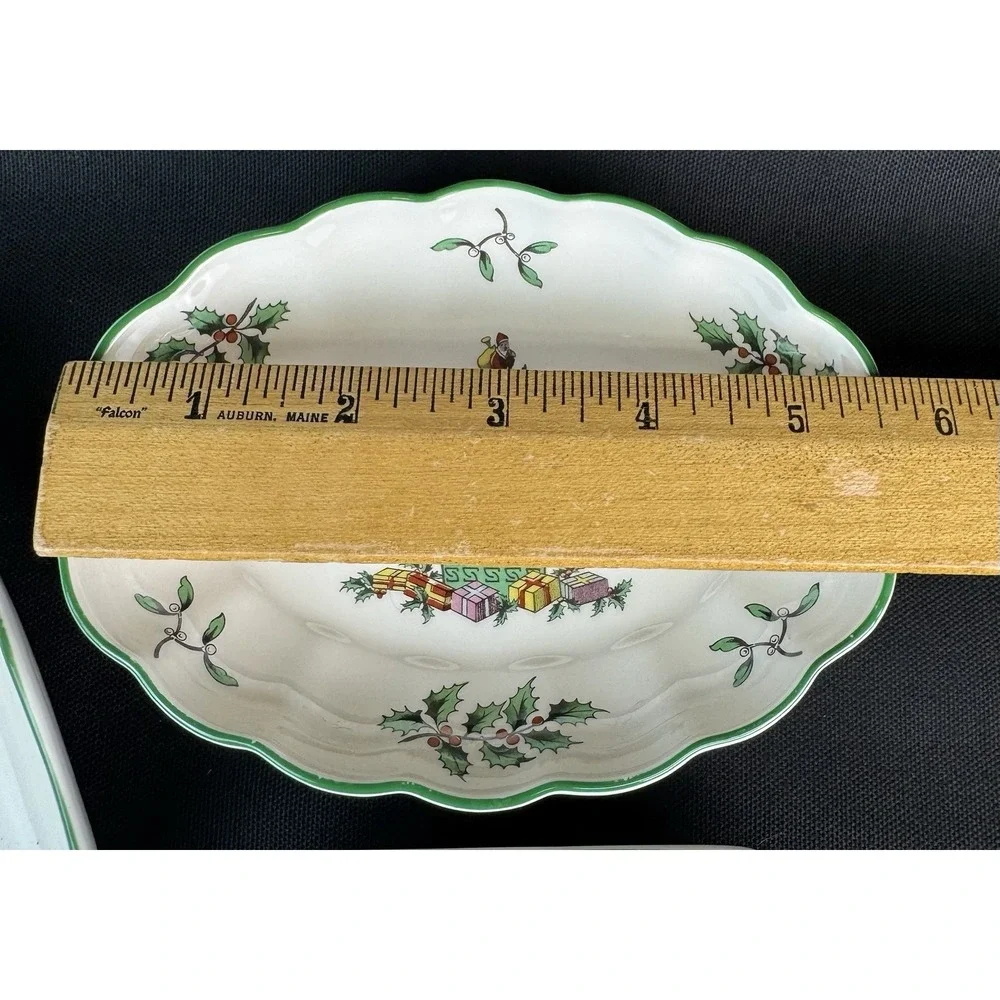 Spode Christmas Tree Pattern Lot Of 5 Small Trays Square Oval & Triangle